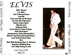 The King Elvis Presley, CDR PA, December 10, 1976, Las Vegas, Nevada, Elvis In Vegas