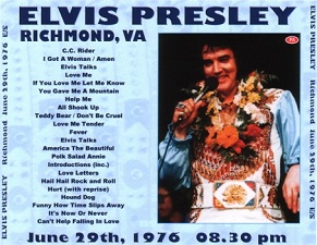 The King Elvis Presley, CDR PA, June 29, 1976, Richmond, Virginia, Richmond