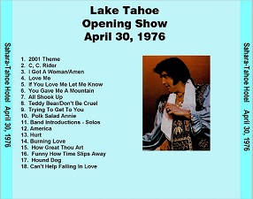 The King Elvis Presley, CD CDR Other, 1976, Lake Tahoe Opening Show