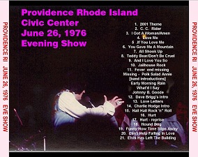 The King Elvis Presley, CD CDR Other, 1976, Providence Civic Center