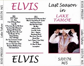 The King Elvis Presley, CD CDR Other, 1976, Last Season In Lake Tahoe