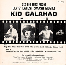 The King Elvis Presley, Back Cover, EP, Kid Galahad, epa-4371, August 28, 1962