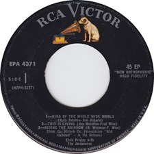 The King Elvis Presley, Side A, EP, Kid Galahad, epa-4371, August 28, 1962