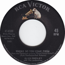 The King Elvis Presley, single, RCA 47-8100, October 2, 1962, Where Do You Come From / Return To Sender