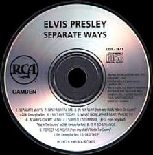 The King Elvis Presley, camden, cd, CD Cover, Seperate Ways, CCD-2611, 1991