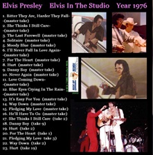 The King Elvis Presley, CD CDR Other, 2002, Elvis In The Studio, 1976, Volume 1