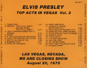 The King Elvis Presley, Import, 1995, Top Acts In Vegas Vol. 2