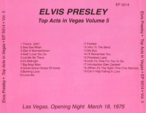 The King Elvis Presley, Import, 1995, Top Acts In Vegas Vol. 5