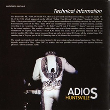 The King Elvis Presley, Import, 2007, Adios Huntsville