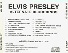 The King Elvis Presley, Other, 1990, The Alternate Recordings -  Second Pressing