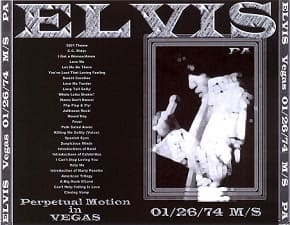 The King Elvis Presley, CDR PA, January 26, 1974, Las Vegas, Nevada, Perpetual Motion In Vegas