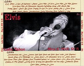 The King Elvis Presley, CDR PA, May 6, 1976, Lake Tahoe, Nevada, Lake Tahoe