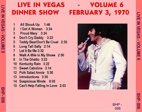 The King Elvis Presley, CD CDR Other, 1970, Elvis In Vegas Vol. 6